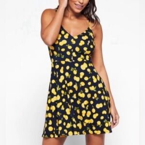 Nine Britton Navy Blue Dress with Yellow Lemon Print